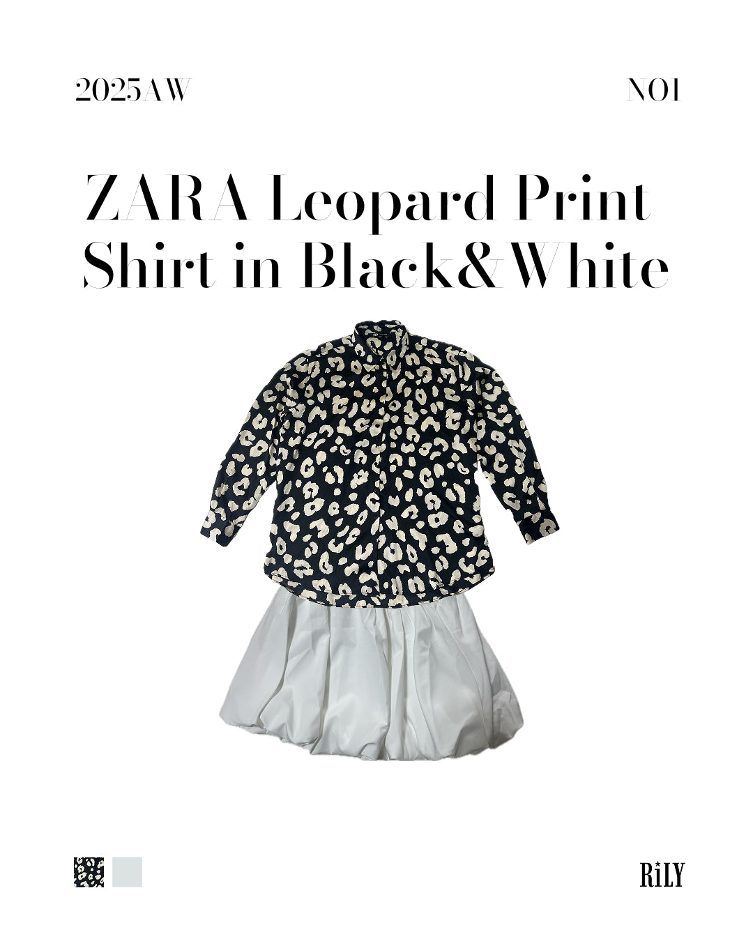 25042ZARA Leopard Print Shirt in Black & White