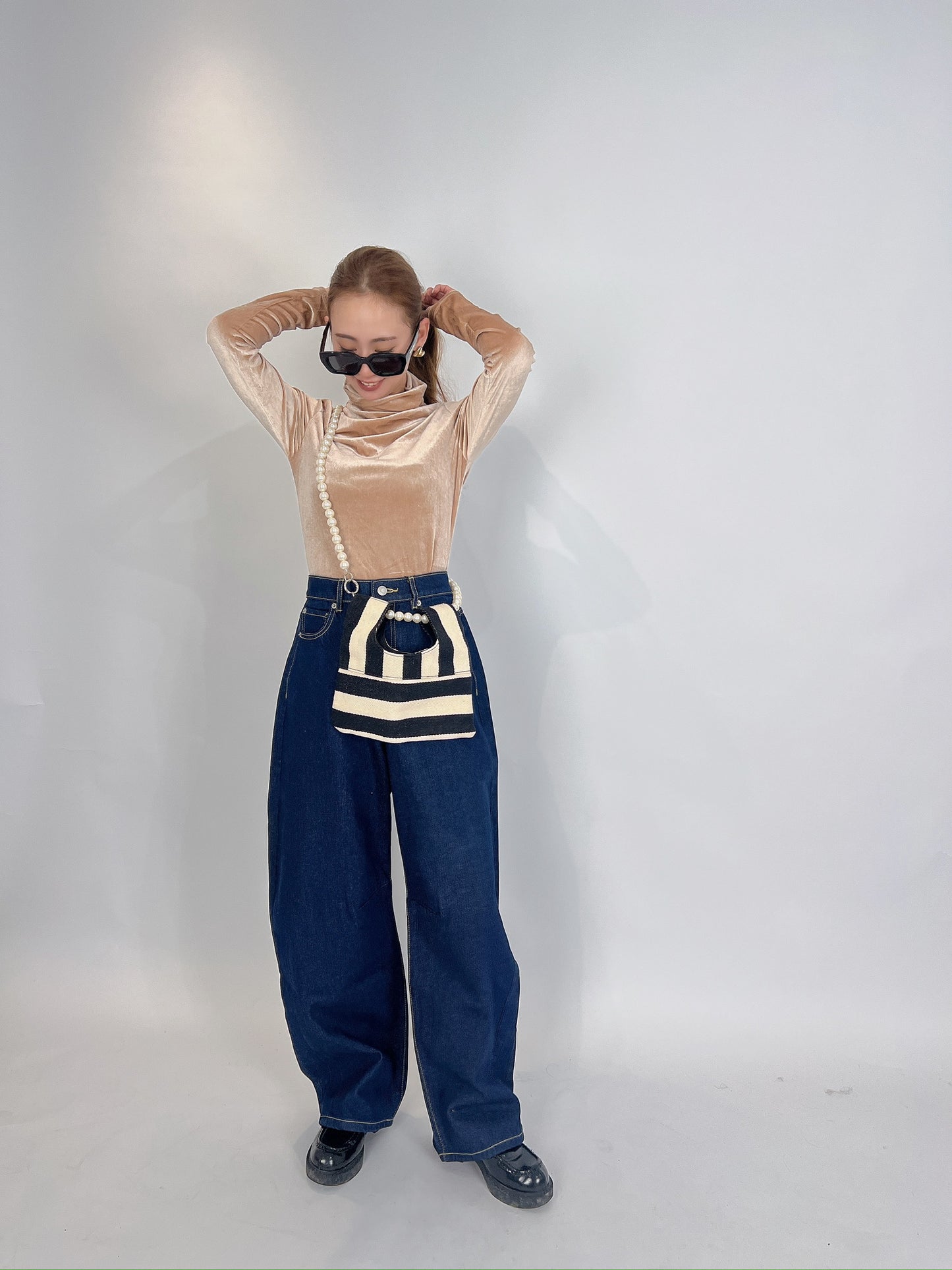 25062Beige Velour Top