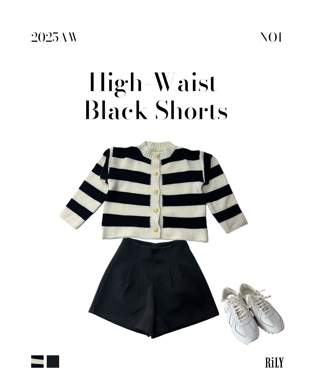 2501218High-Waist Black Shorts