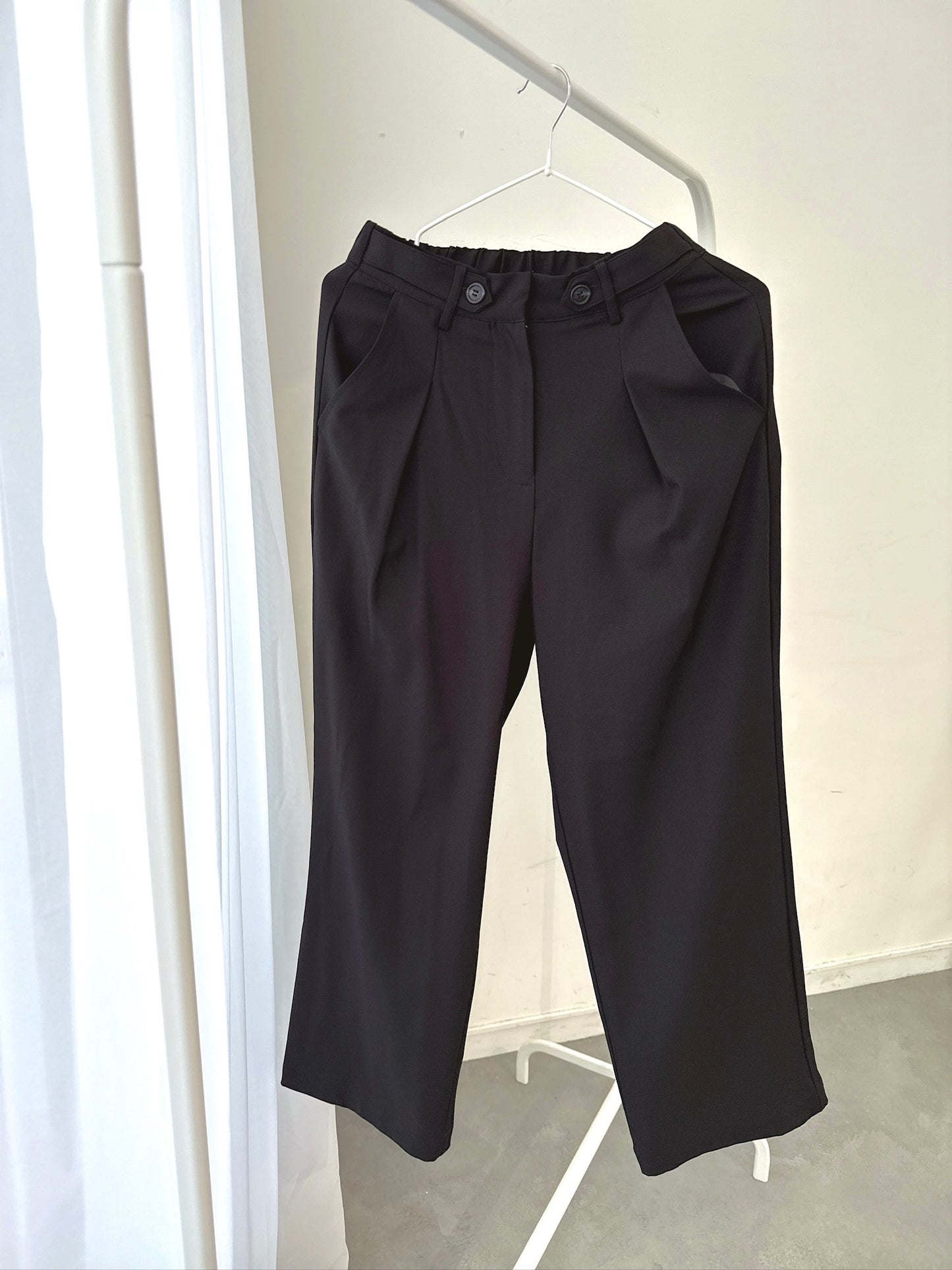 Black Double-Button Slacks