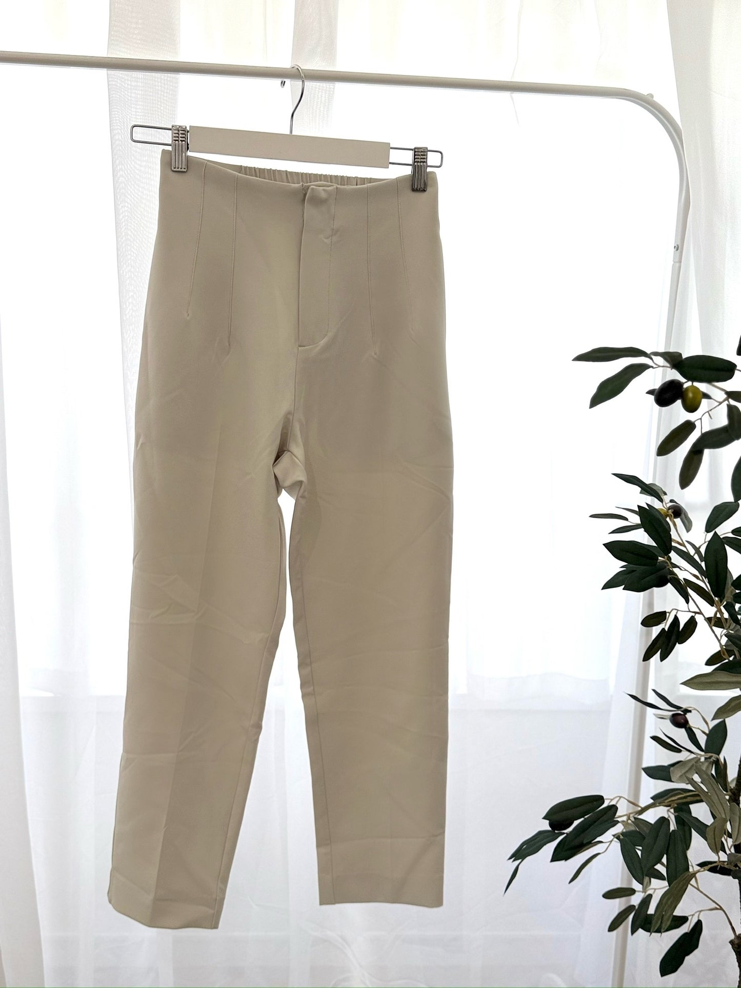 High-Waisted Beige Trousers – Everyday Grace