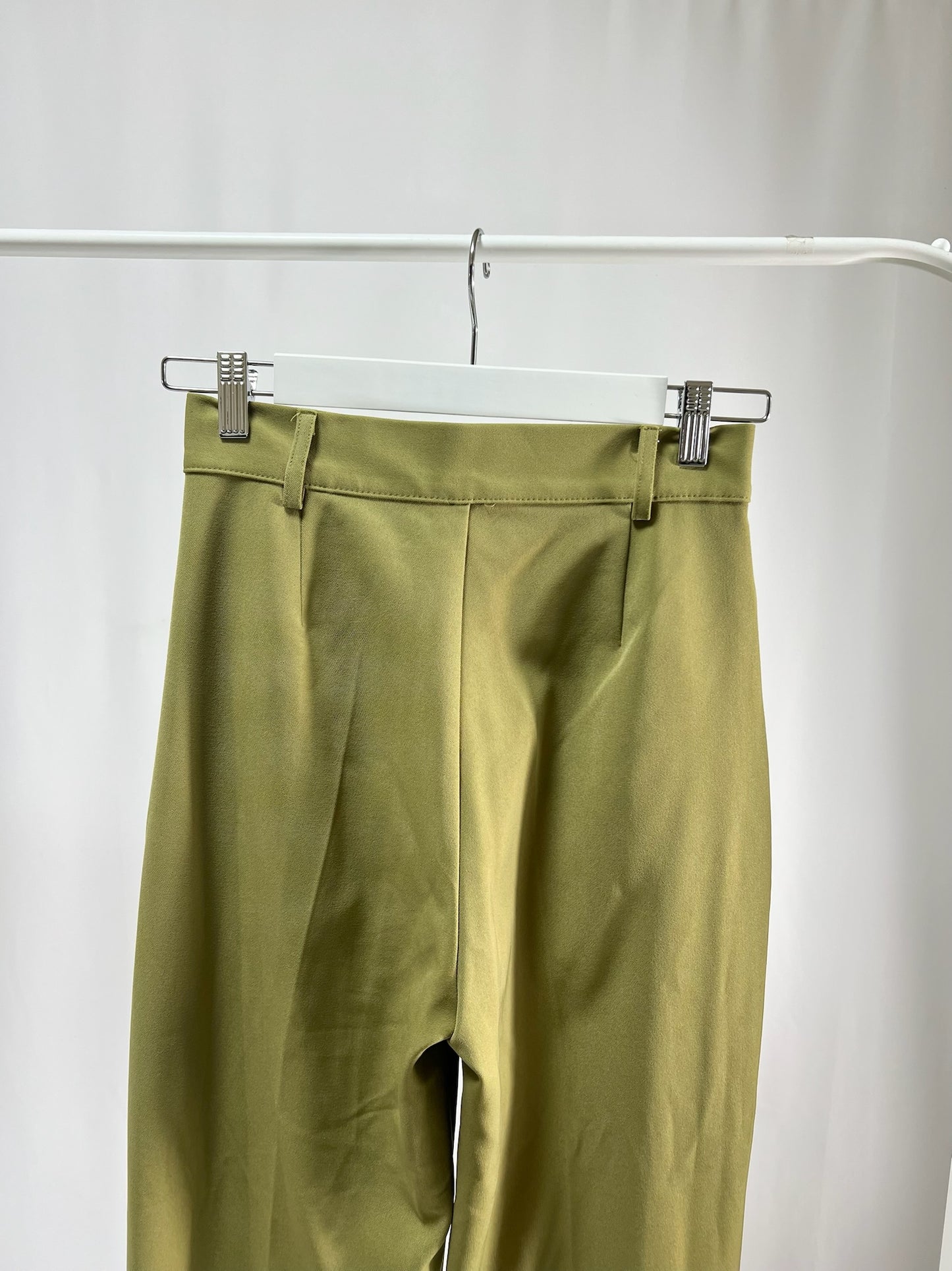 250128Olive Pleated Wide-Leg Pants