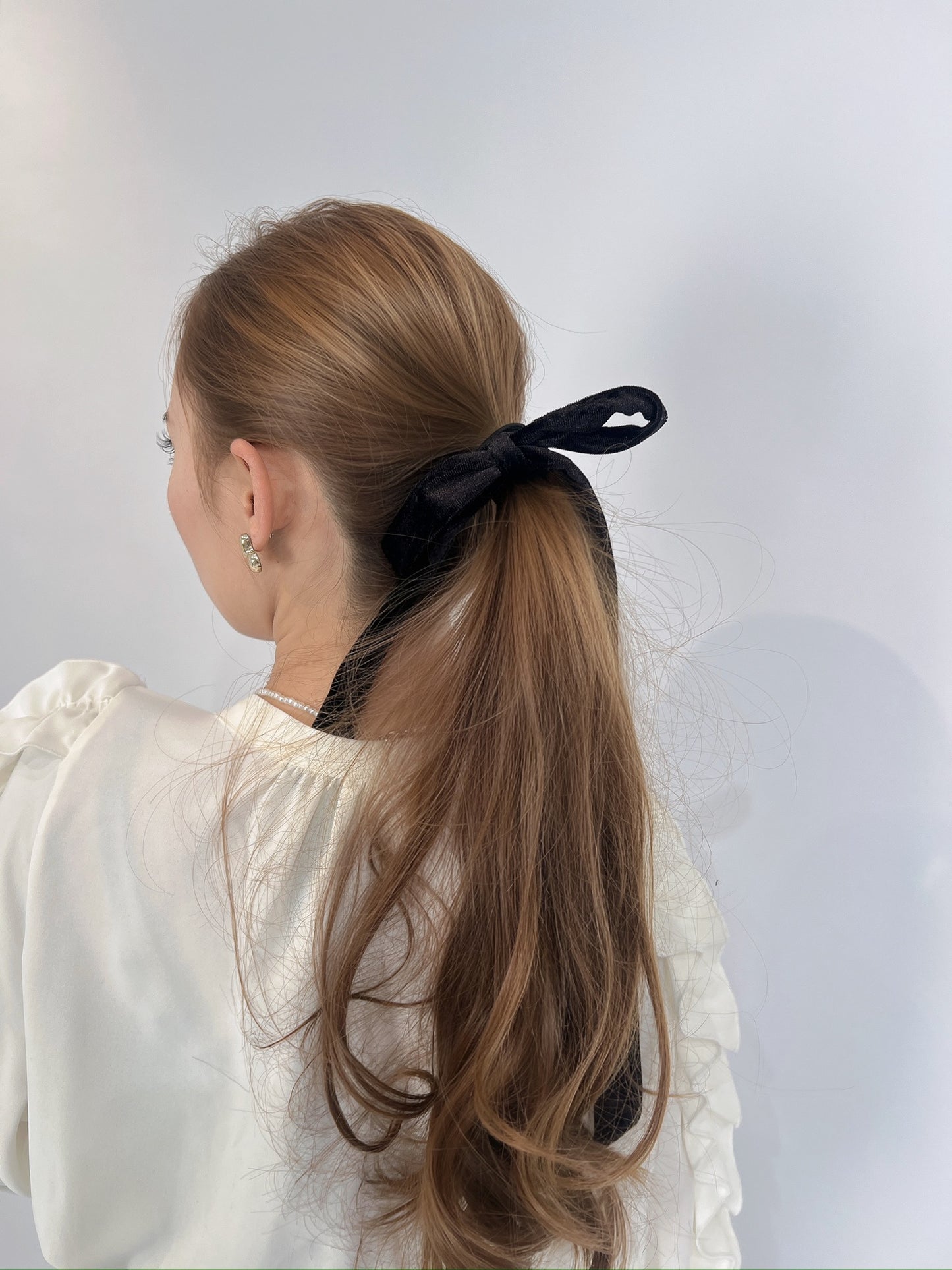 Velour Long Ribbon Hair Tie