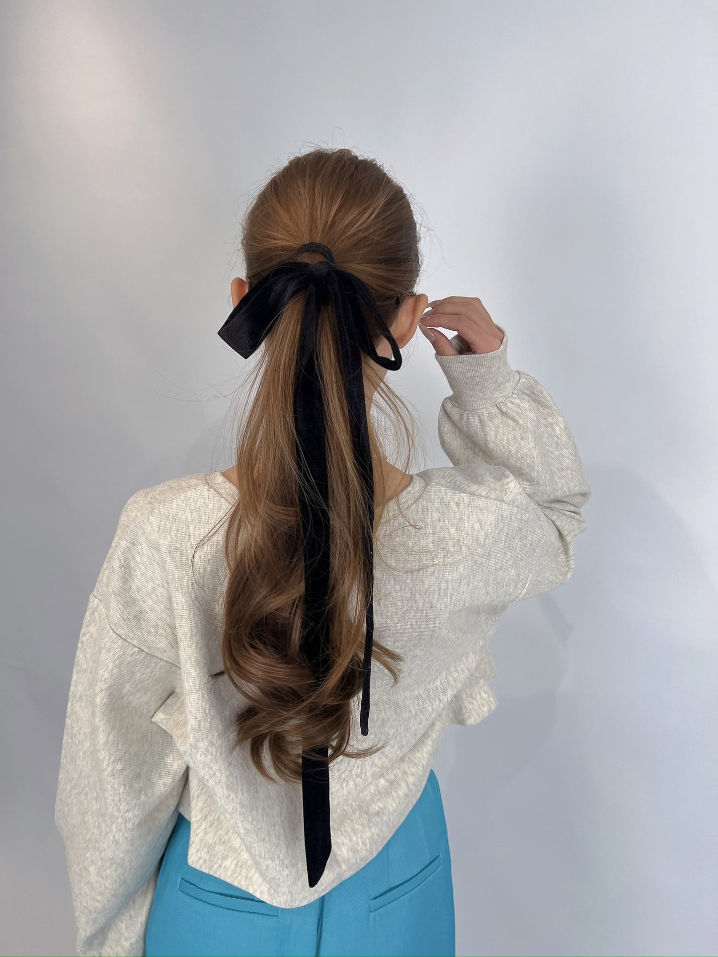 Velour Long Ribbon Hair Tie