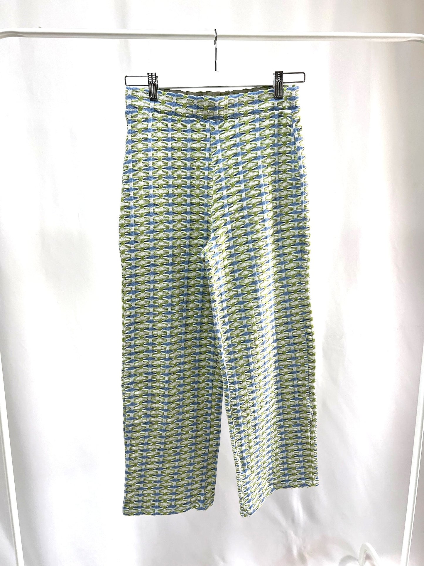 2501215Colorful Green and Blue Patterned Long Pants