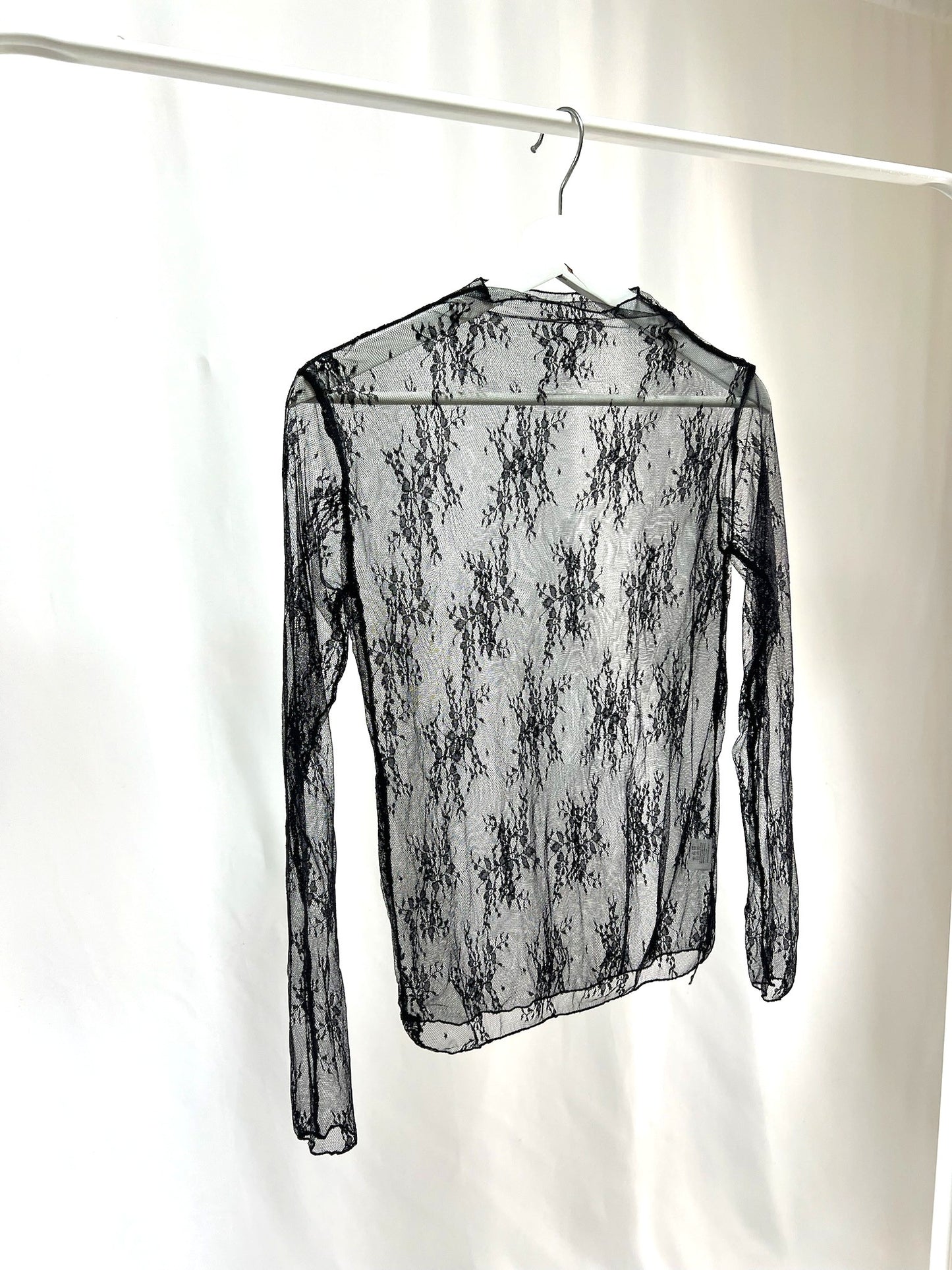 25026Black Sheer Lace Top
