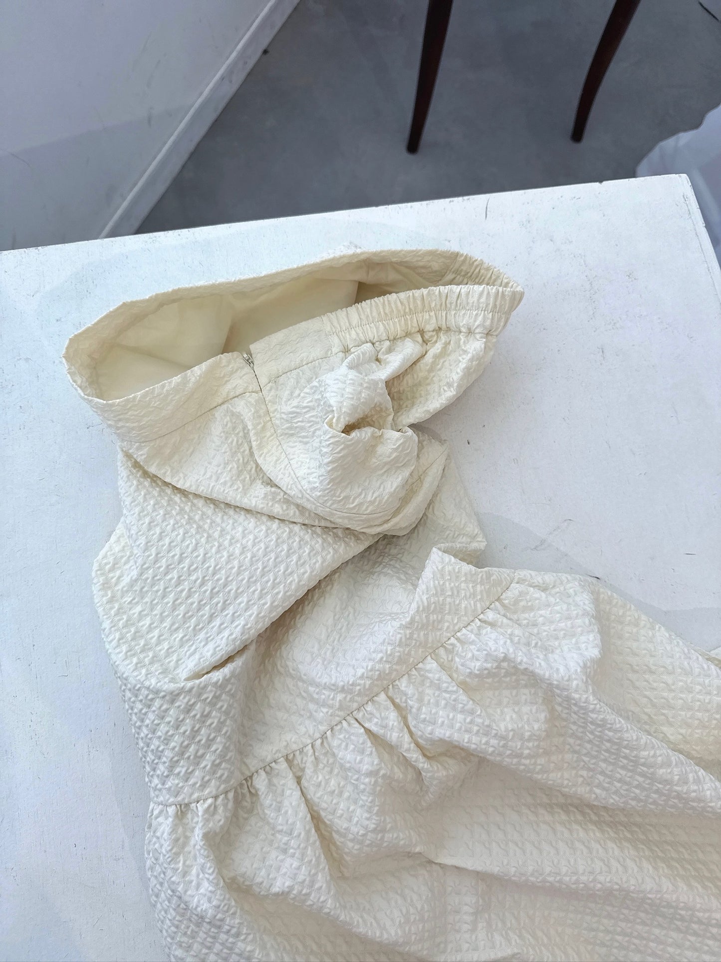 Textured Flared Skirt – Ivory Cream
