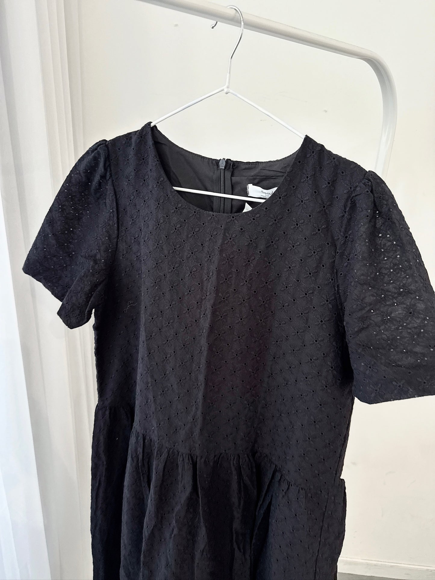Black Eyelet Cotton Dress