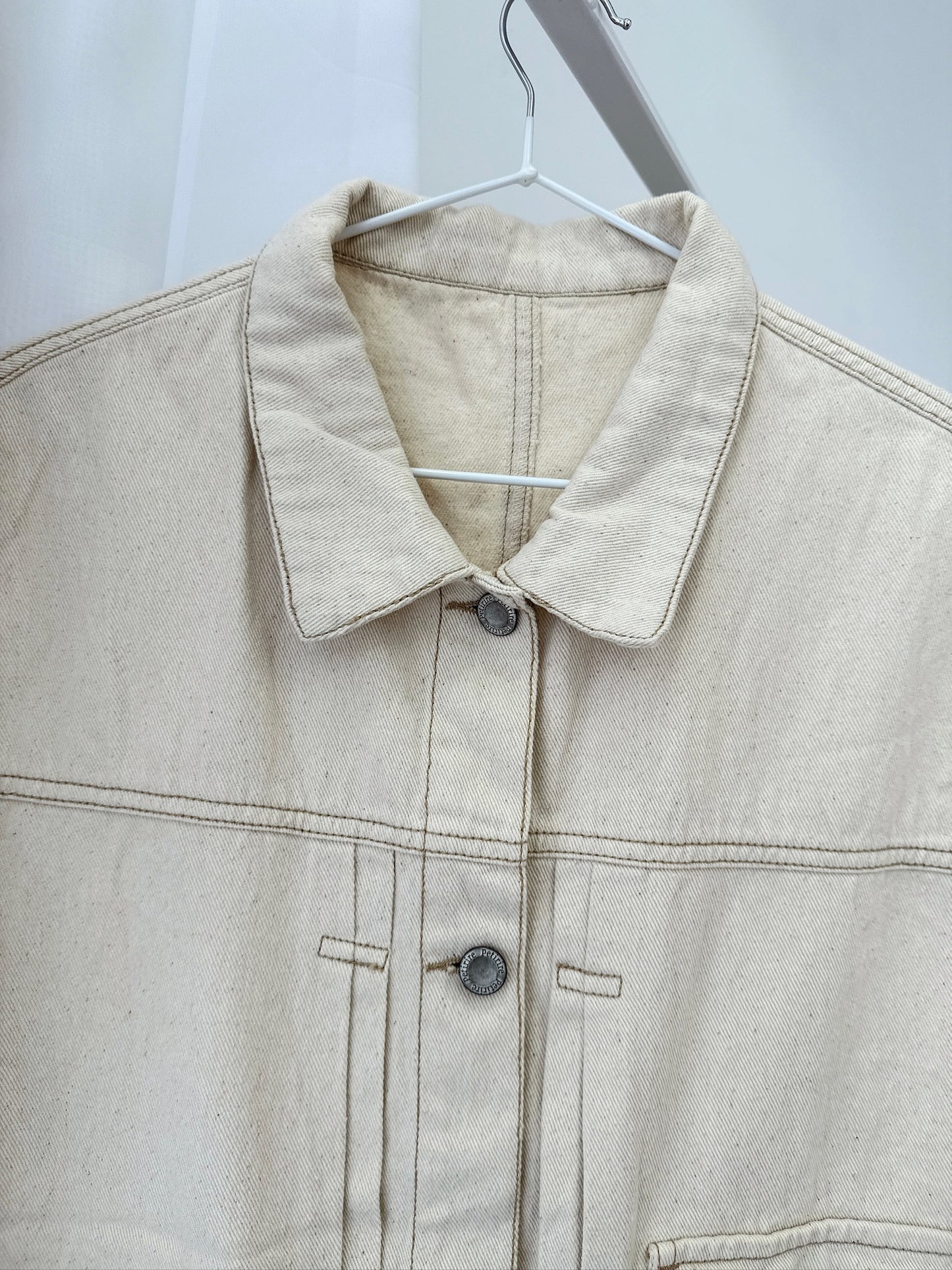 Ivory Sleeveless Denim Jacket