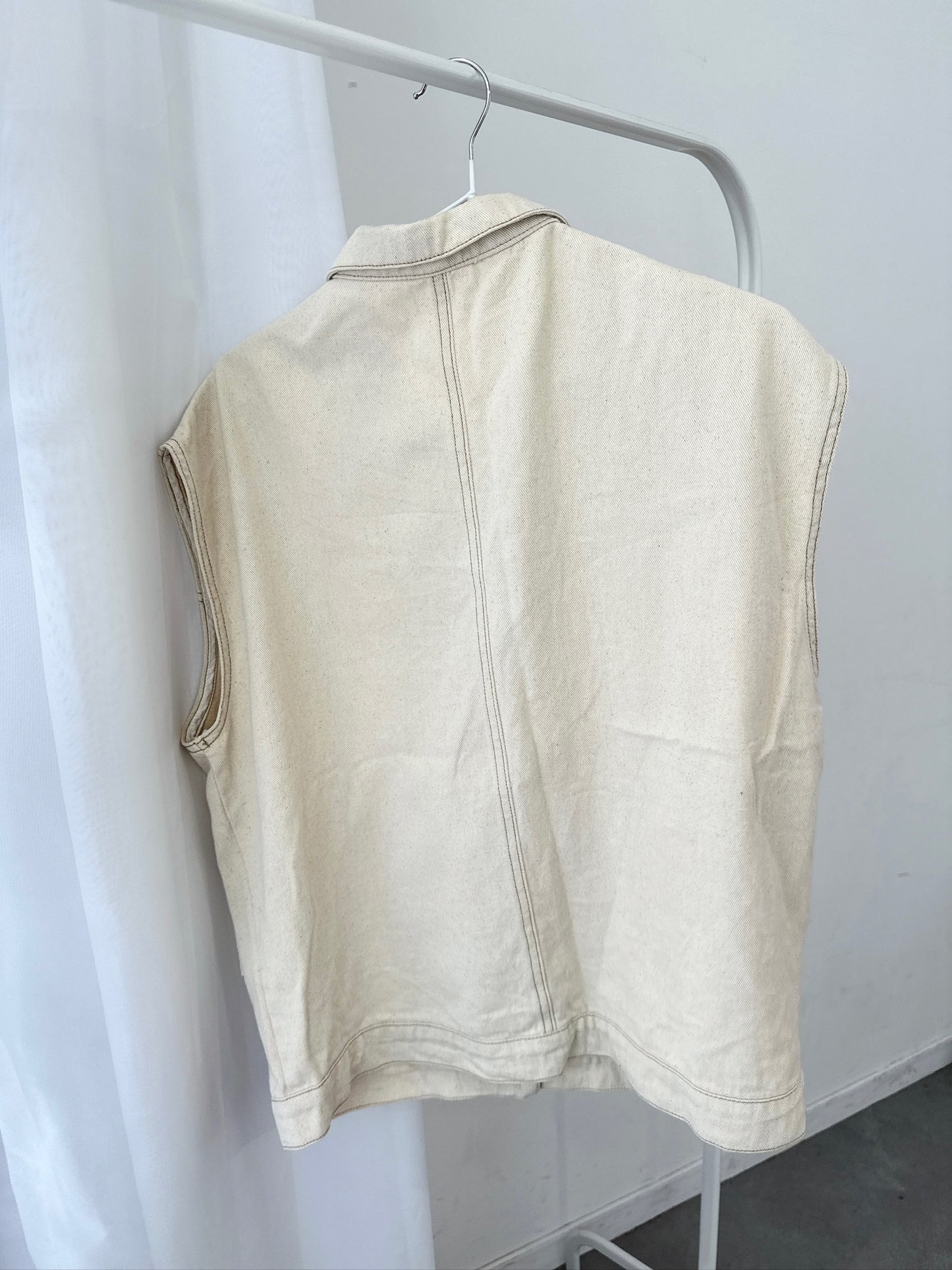 Ivory Sleeveless Denim Jacket