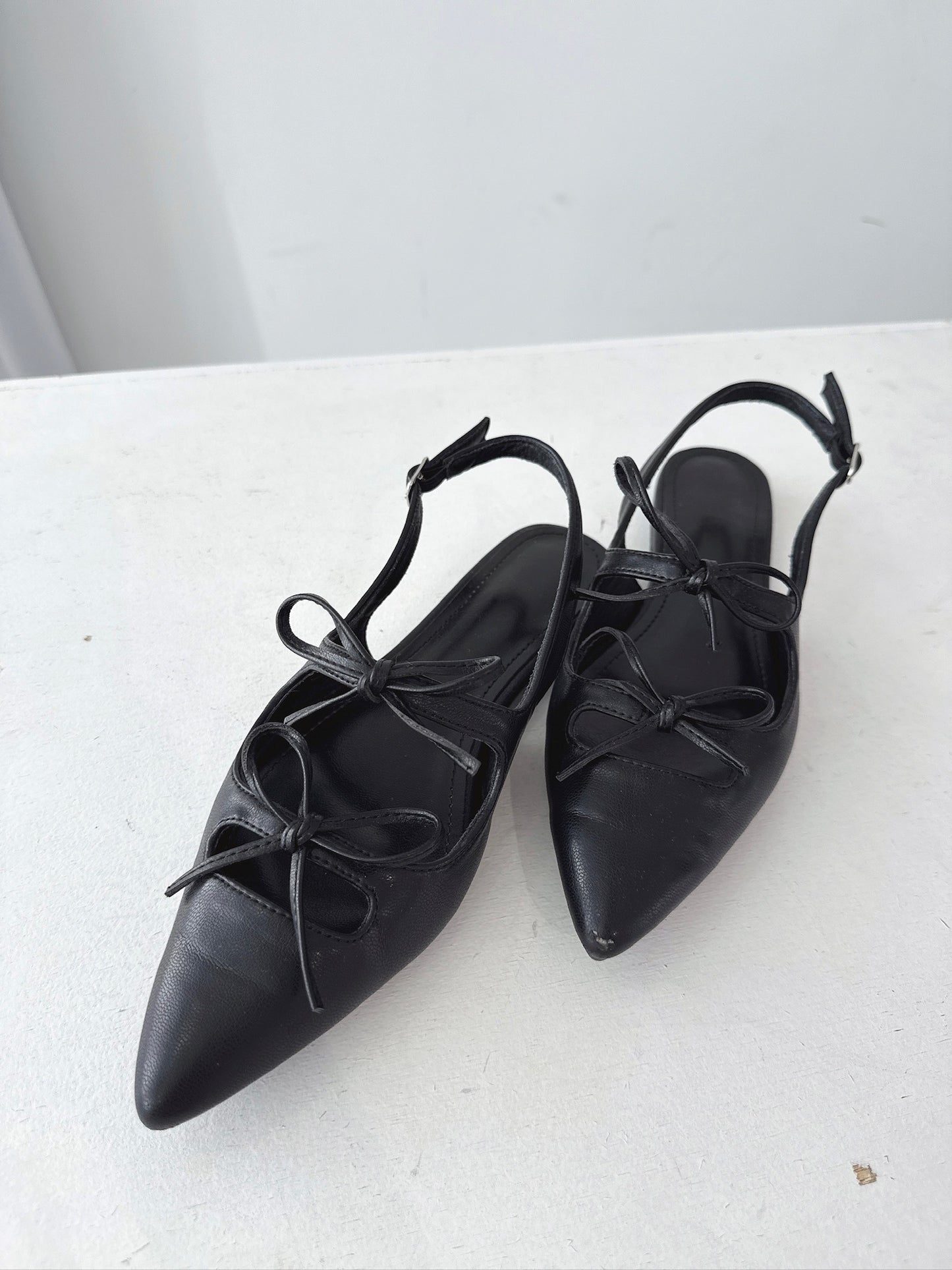 Black Ribbon Slingback Flats