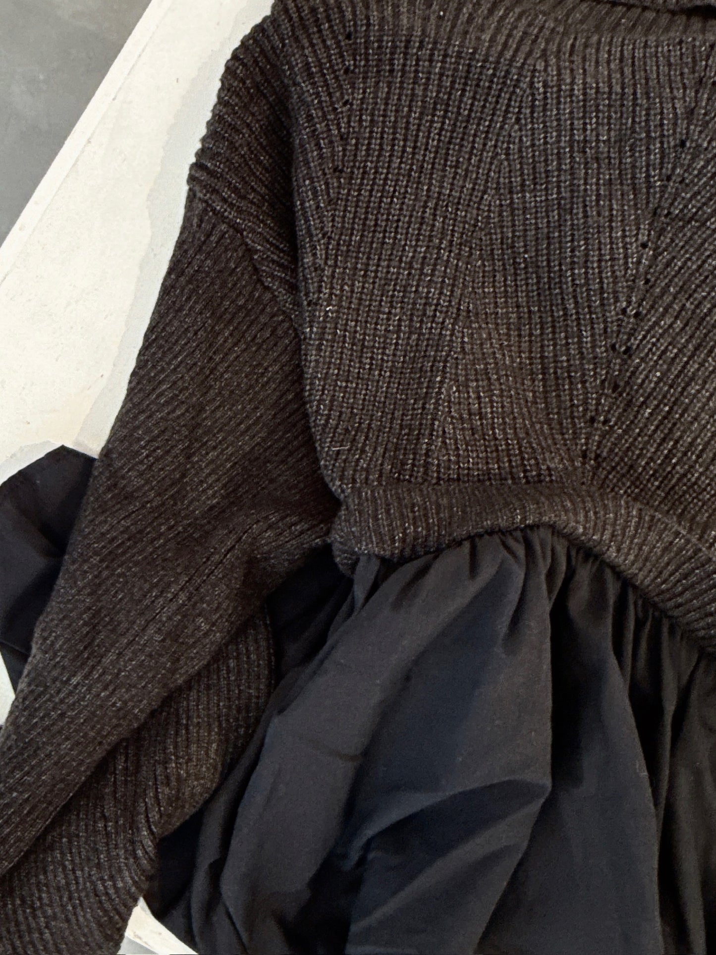 Black Knit Layered Turtleneck Top