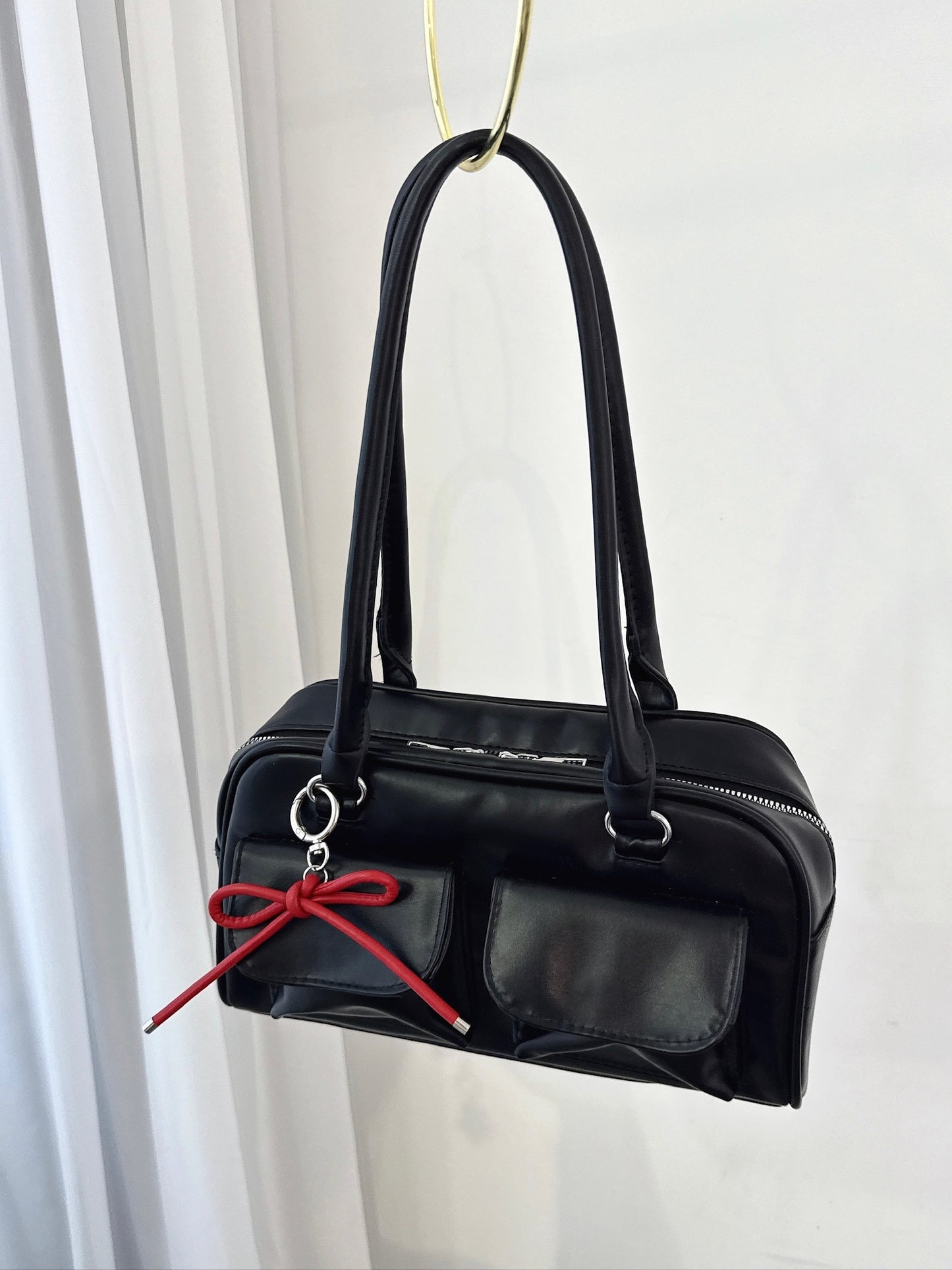 Red Ribbon Keychain – Cute Charm Accessory