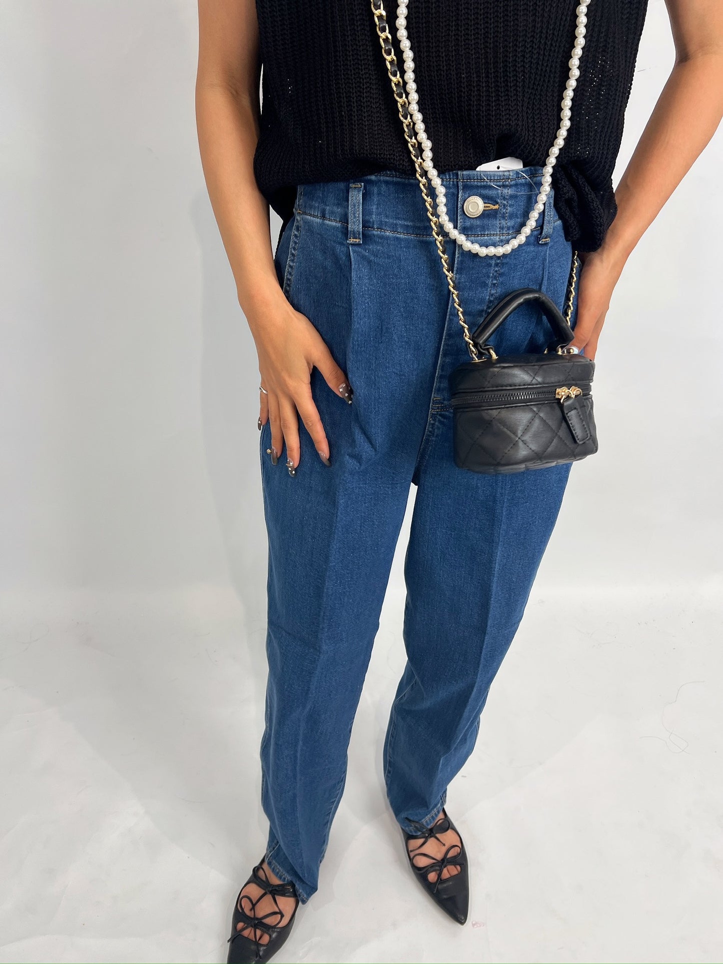 Black Mesh Knit Sleeveless Top