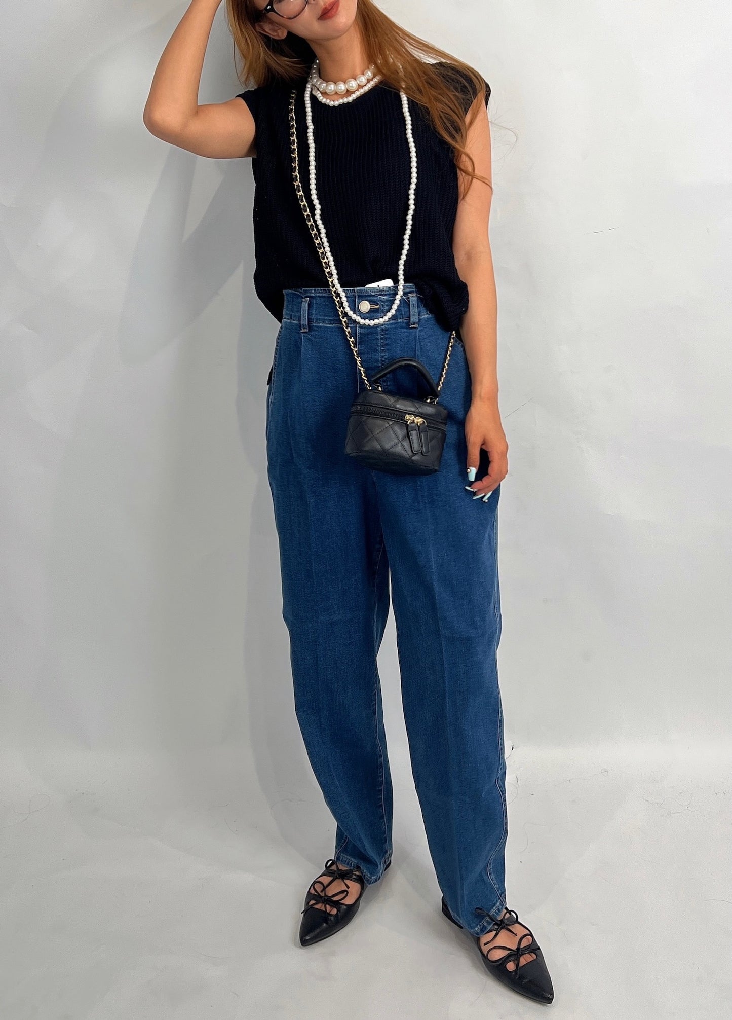 Black Mesh Knit Sleeveless Top