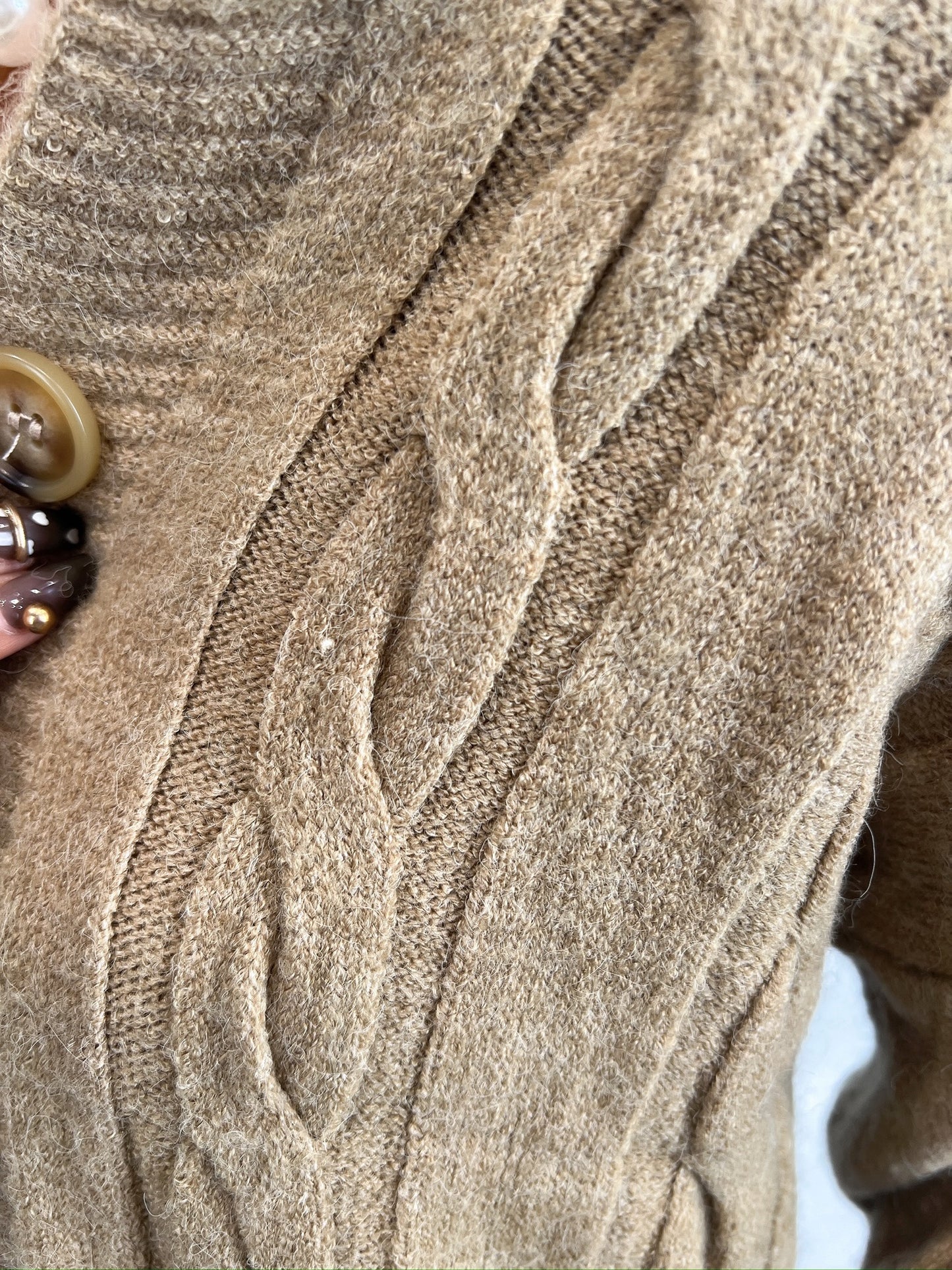 Beige Cable Knit Cardigan – Classic Paris Style