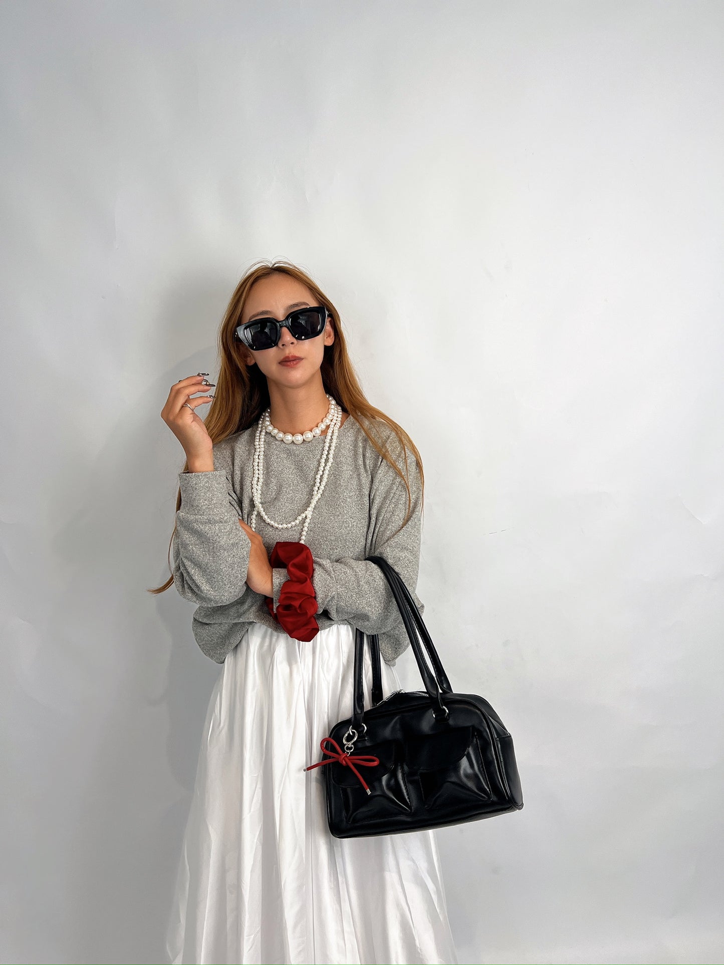 Grey Fuzzy Knit Top