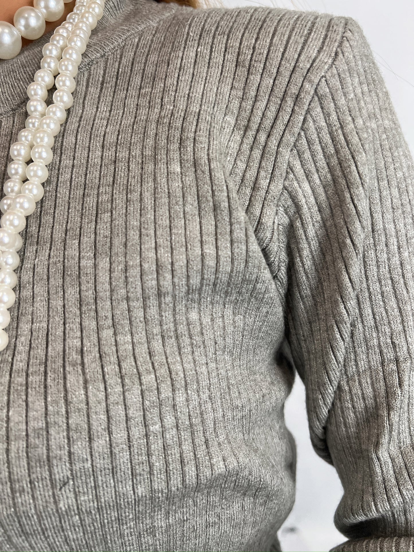Grey Two-Tone Ribbed Top