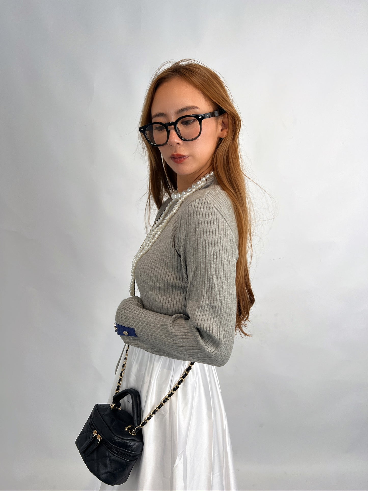 Grey Two-Tone Ribbed Top