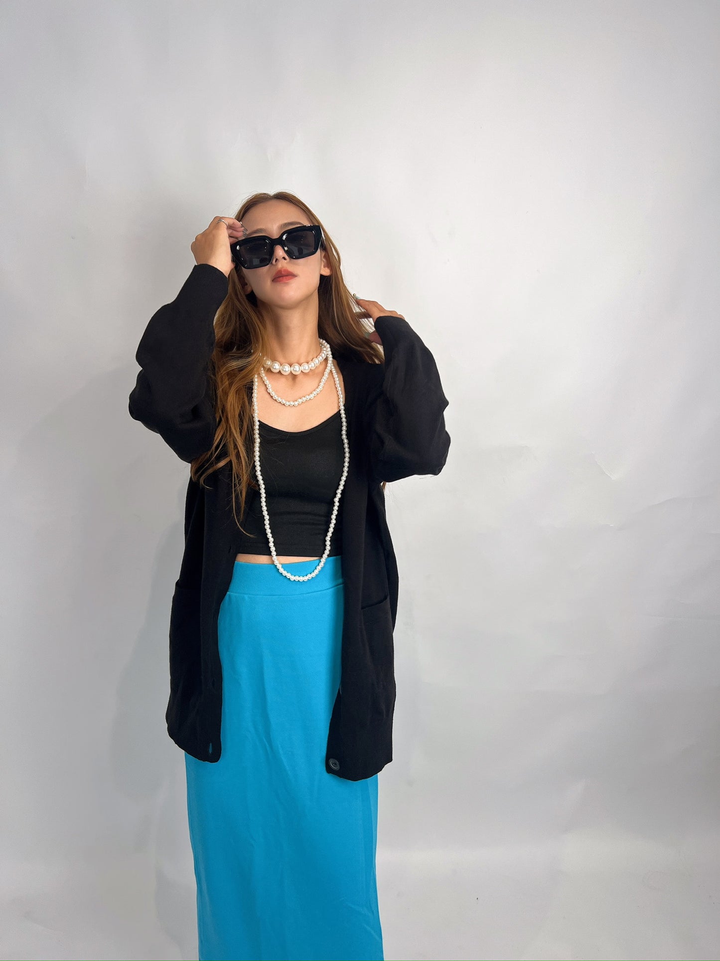 Black Knit Button-Front Cardigan