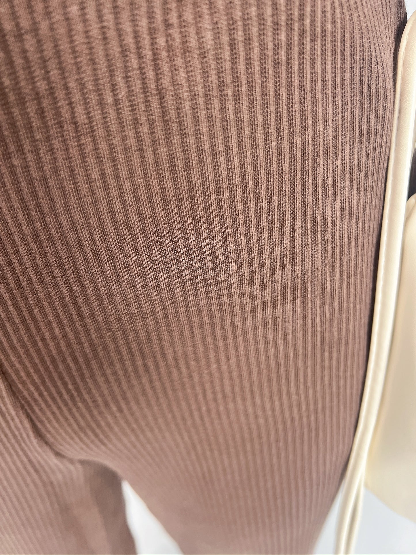 Brown Ribbed Knit Pants