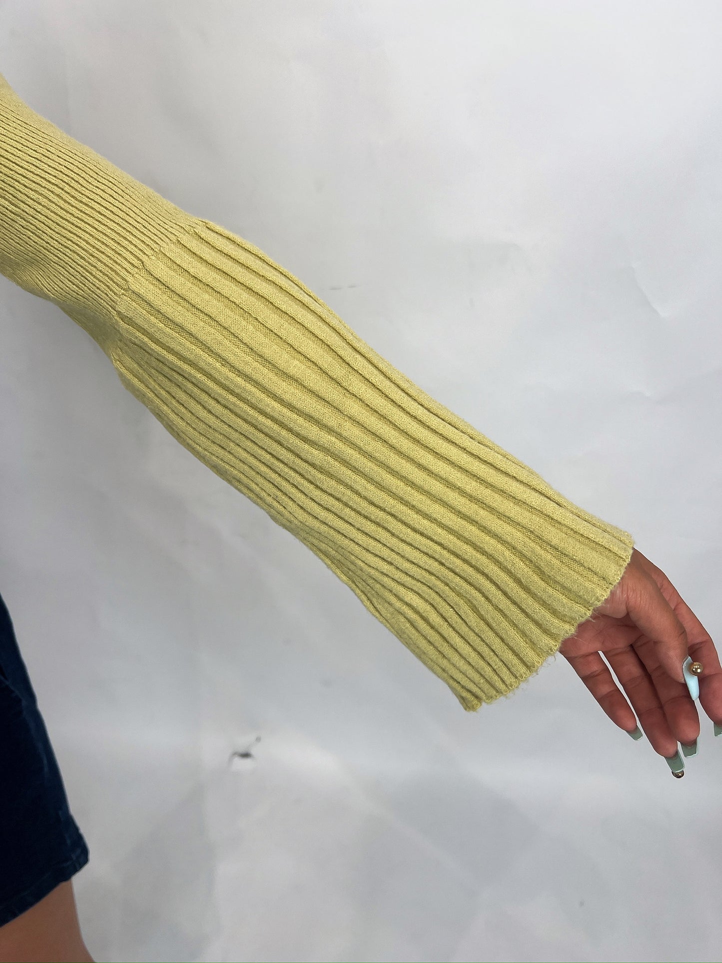 Yellow Ribbed Knit Top