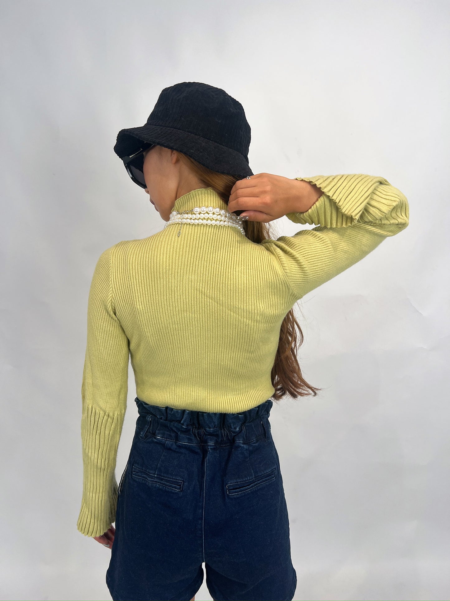 Yellow Ribbed Knit Top