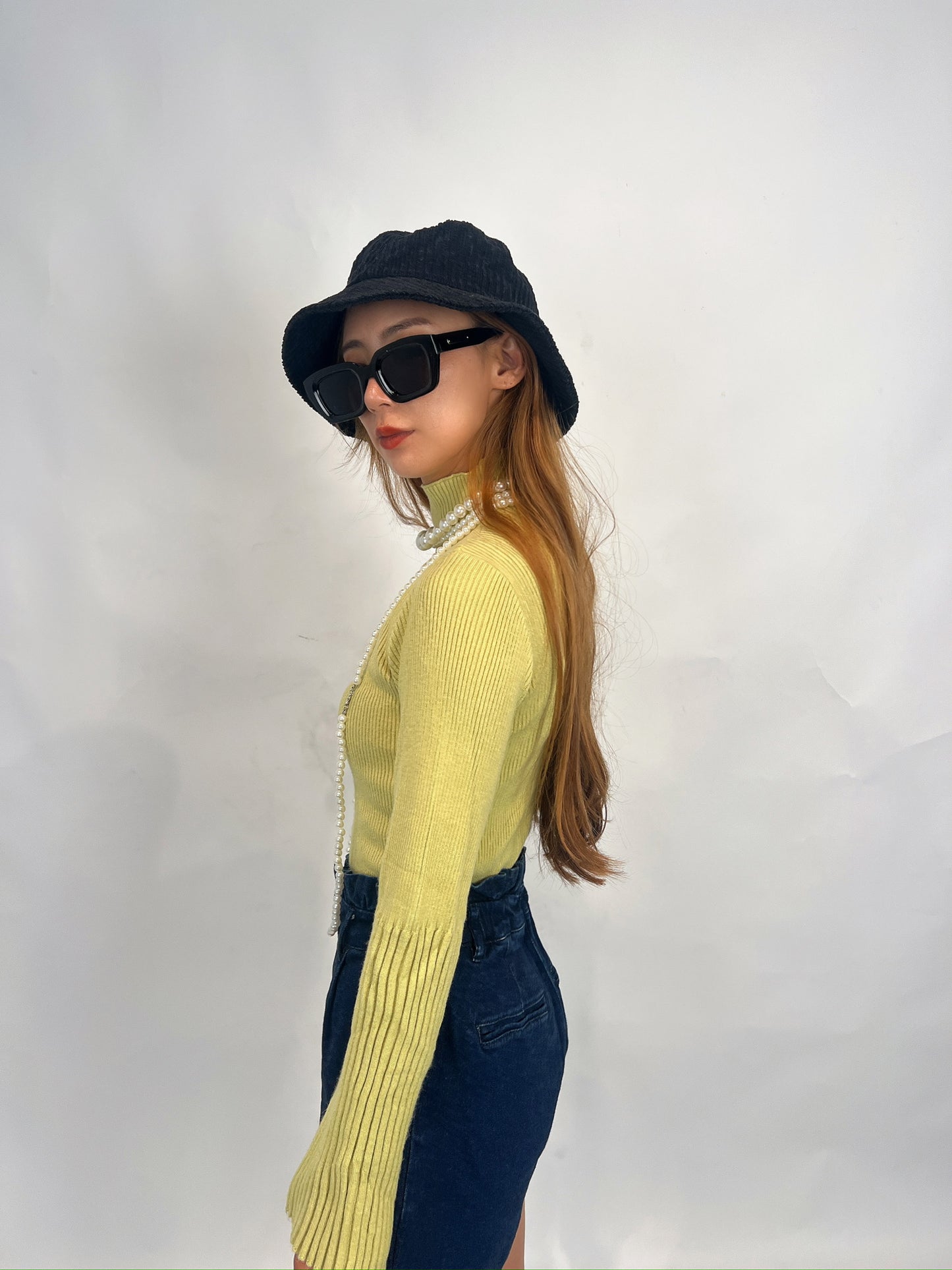 Yellow Ribbed Knit Top