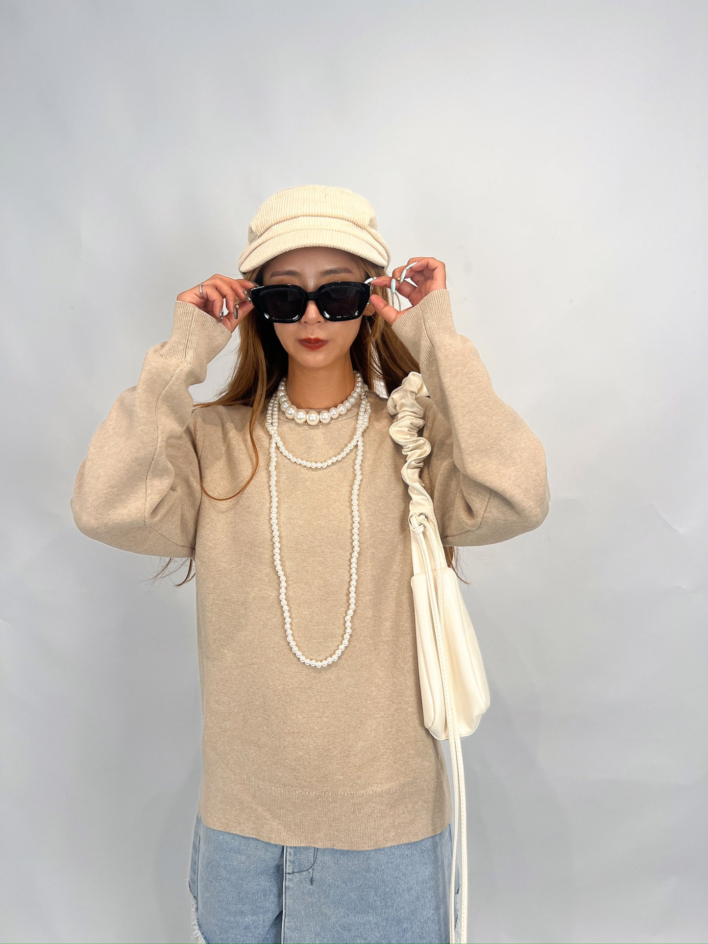 Ivory Suede Casquette Cap