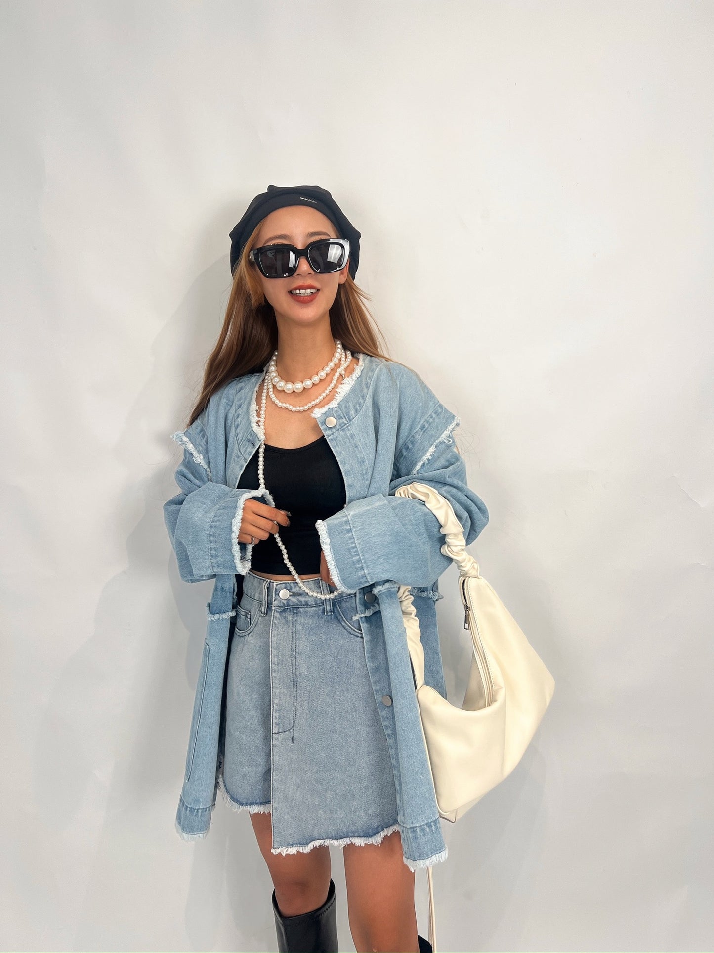Frayed Light Denim Jacket