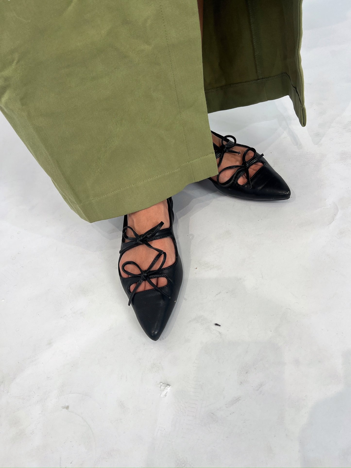 Black Ribbon Slingback Flats