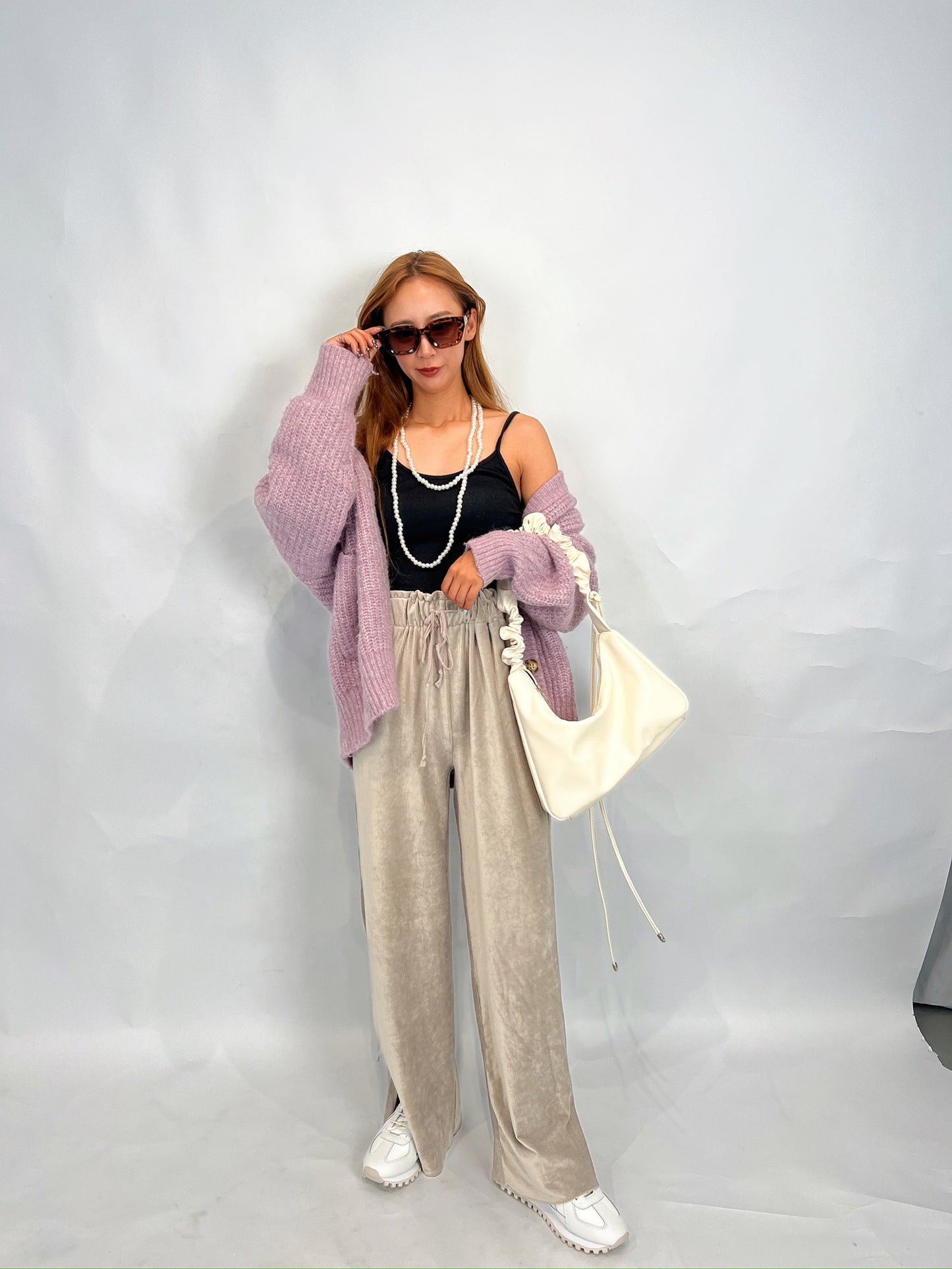 Oversized Pink Crochet Cardigan