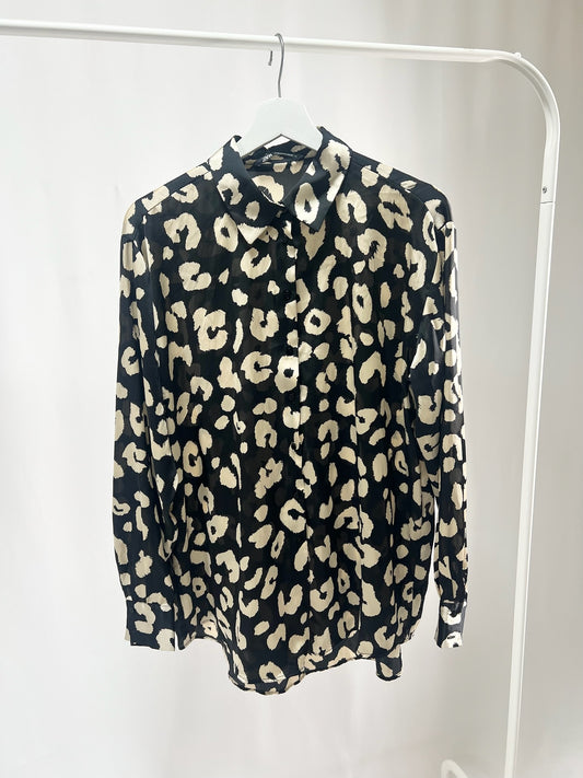 25042ZARA Leopard Print Shirt in Black & White