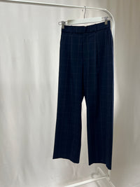 2501219Navy Checkered Slim Slacks