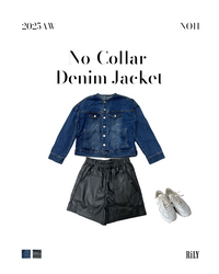 250006No-Collar Denim Jacket