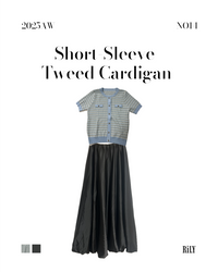 25048Short-Sleeve Tweed Cardigan