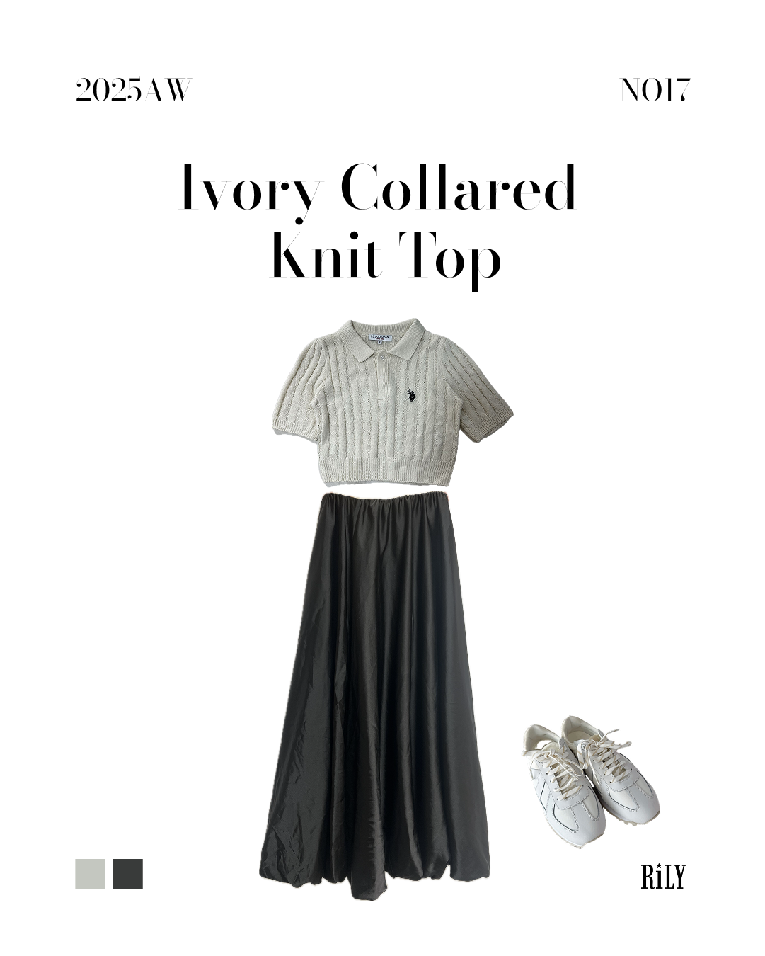 25047Ivory Collared Knit Tops