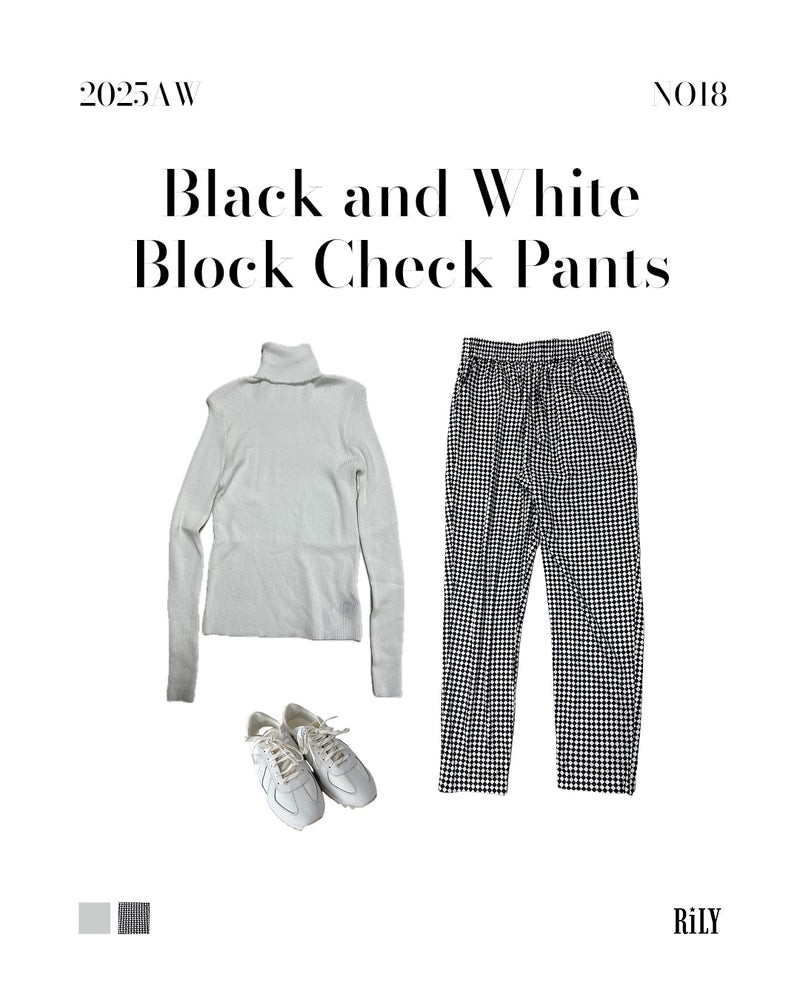 2501213Black and White Block Check Pants