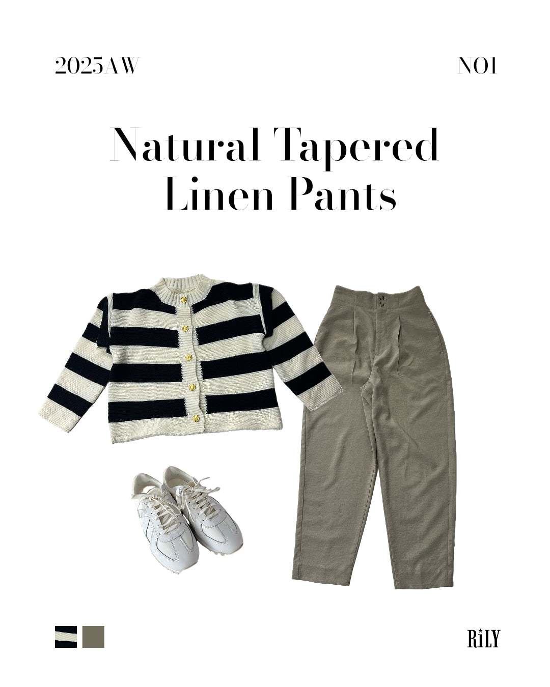 250127Natural Tapered Linen Pants
