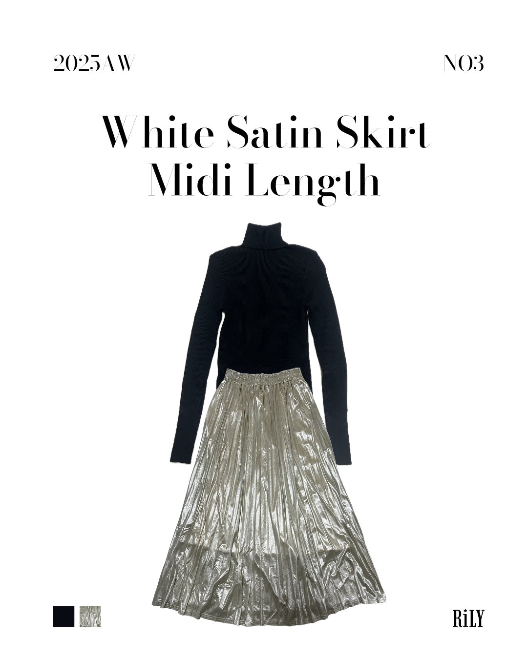 25000013White Satin Pleated Skirt – Midi Length
