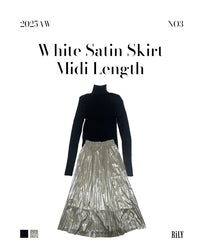 25000013White Satin Pleated Skirt – Midi Length