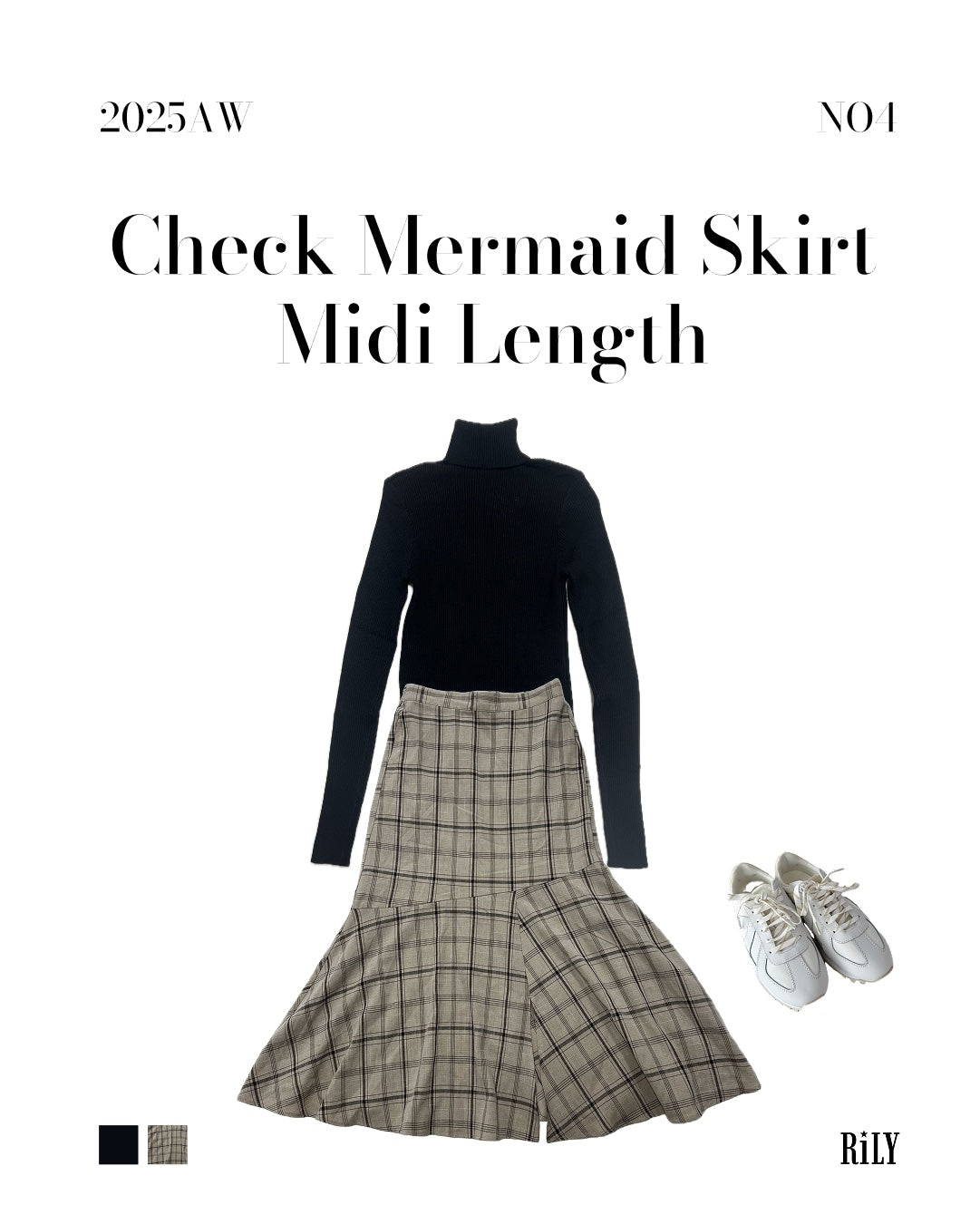 25000012Check Mermaid Skirt – Midi Length
