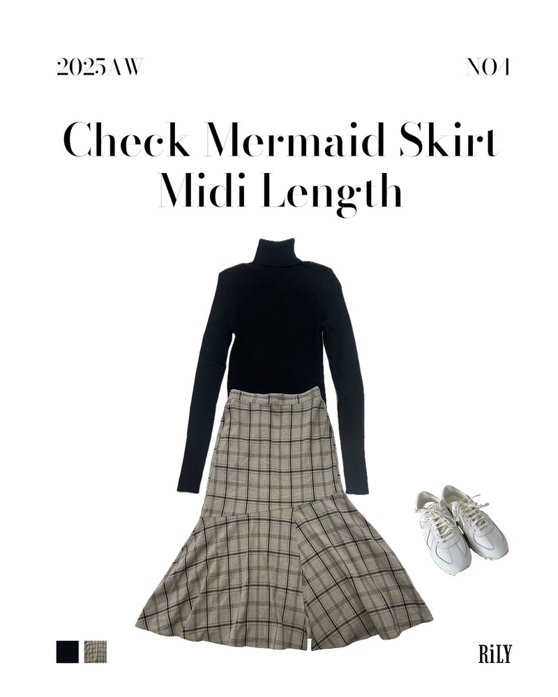 25000012Check Mermaid Skirt – Midi Length
