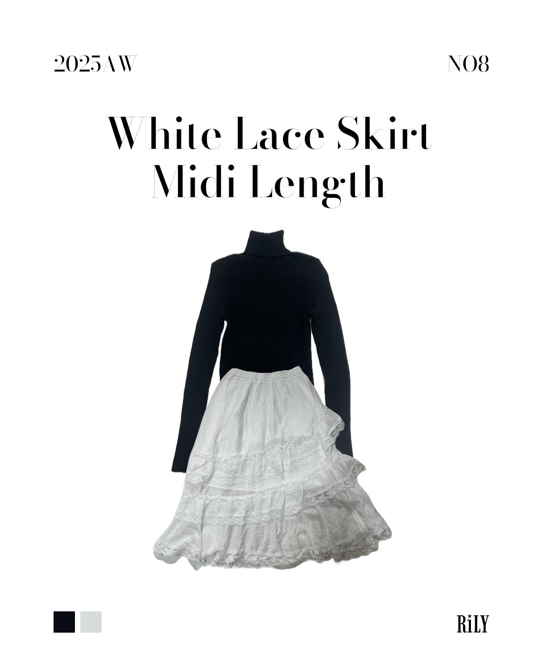 25000011White Lace Skirt – Midi Length