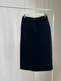 2500006Black Corduroy Straight Skirt