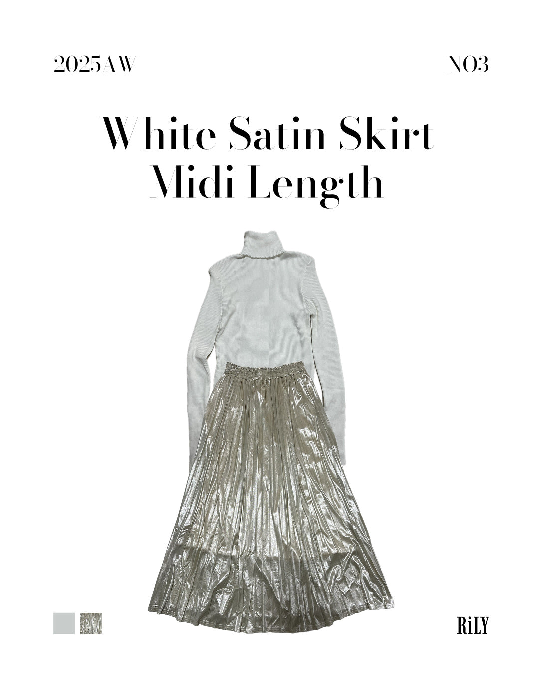 25000013White Satin Pleated Skirt – Midi Length