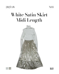 25000013White Satin Pleated Skirt – Midi Length