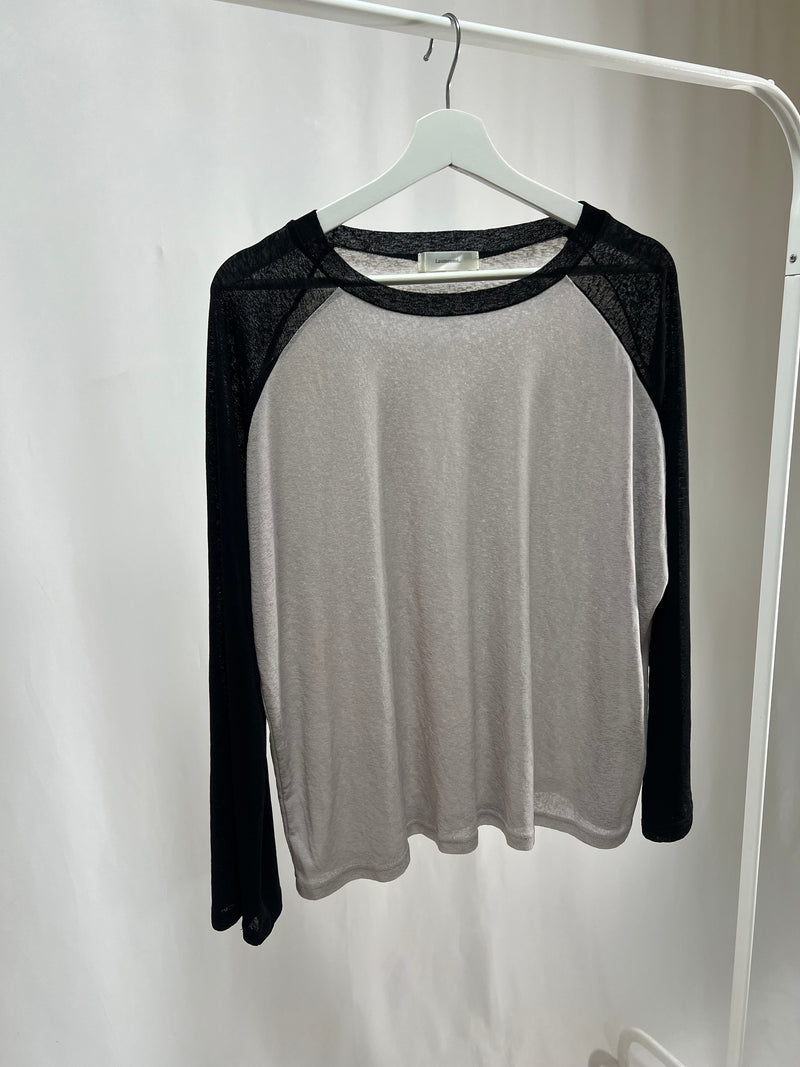 25066Sheer Raglan Top with Flared Sleeves