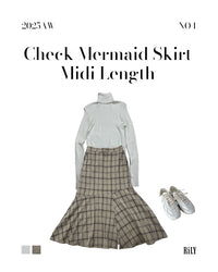 25000012Check Mermaid Skirt – Midi Length