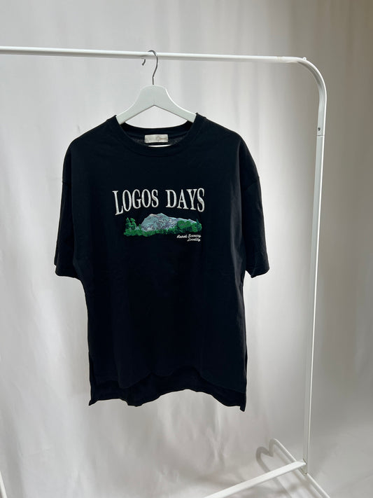 25049Black Logo T-Shirt with High-Low Hem
